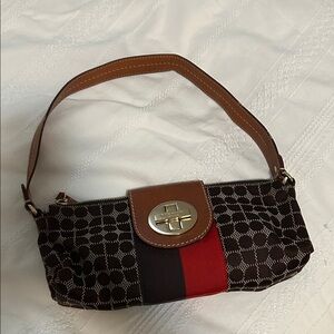 Kate Spade Fabric Pochette w/ Tan Leather Trim Y2K